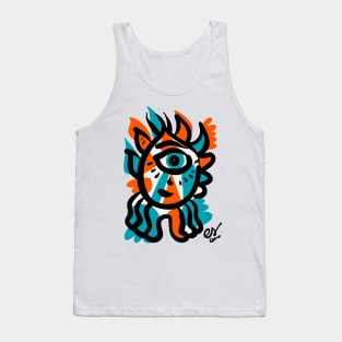 Blue and Orange Cyclops Graffiti Art Tank Top